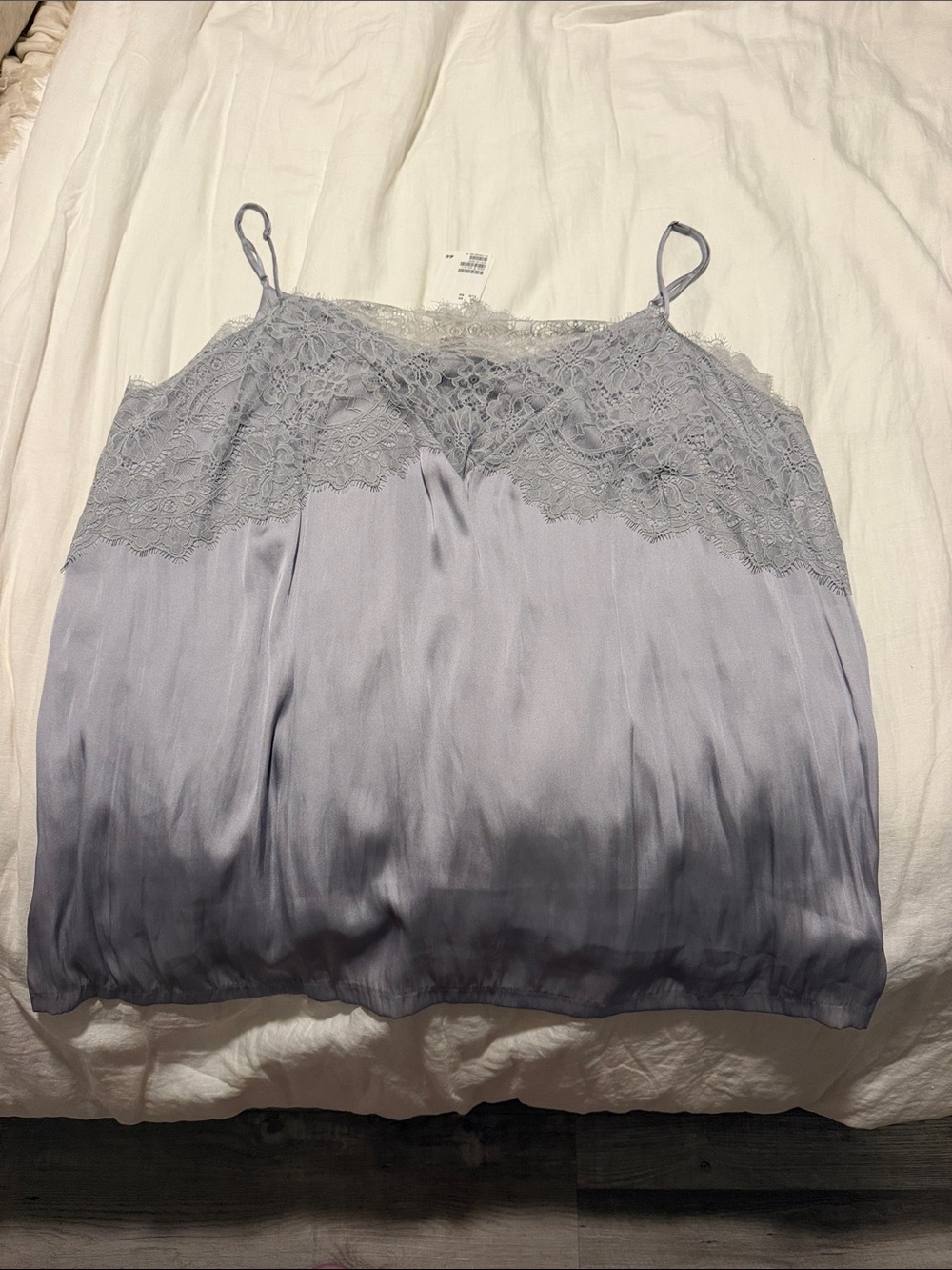 H&M plus size satin grey lace tank